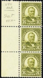 560, Mint NH 8¢ Strip of Three Stamps CV $240. - Stuart Katz