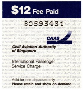 (I.B) Singapore Revenue : International Passenger Service Charge $12