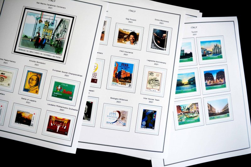 COLOR PRINTED ITALY 2021-2023 STAMP ALBUM PAGES (50 illustrated pages)