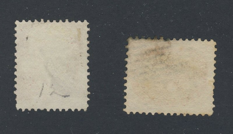 2x Canada Older Used Stamps #14-1c Fine  & #15-5c F/VF Guide Value = $90.00