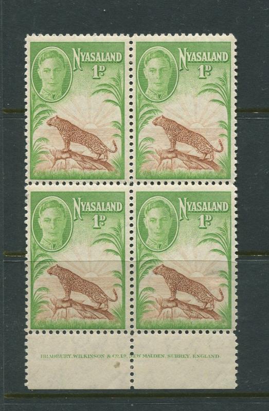 Nyasaland - Scott 84 - Definitive Issue -1947 - MH - Block of 4 X 1d Stamps
