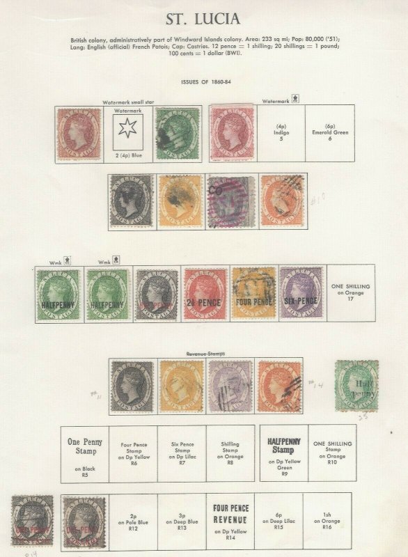 St. Lucia Stamps 1860-84 Approx. CV. $1138 (JH 9/22) GP 