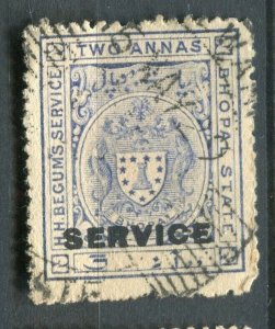 INDIA; BHOPAL 1908-11 early SERVICE Optd. issue fine used 2a. value