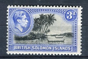 BRITISH SOLOMONS; 1938 early GVI Pictorial issue Mint hinged 3d. value