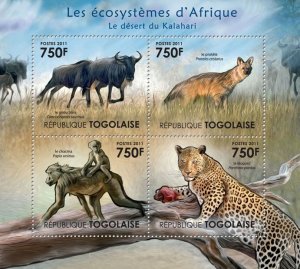 TOGO - 2011 - Kalahari Desert Fauna - Perf 4v Sheet - Mint Never Hinged