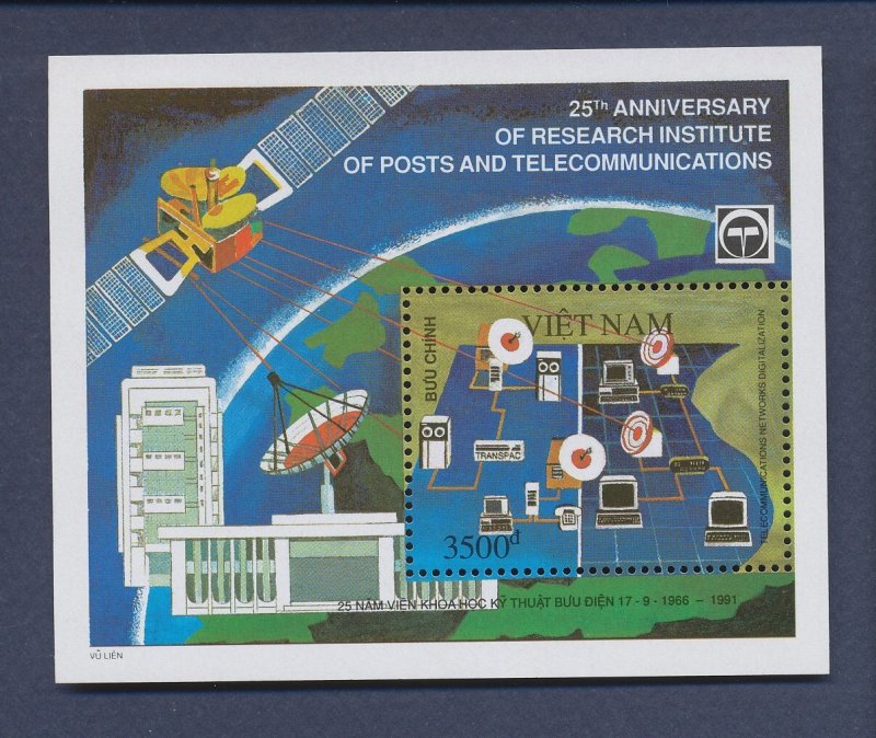 VIETNAM - Scott 2312  - MNH S/S -  Telecommunication - 1991