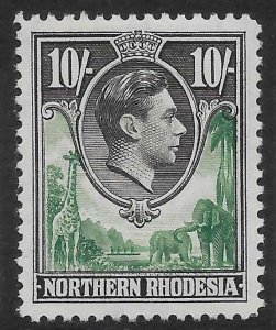 NORTHERN RHODESIA SG44 1938 10/= GREEN & BLACK MTD MINT