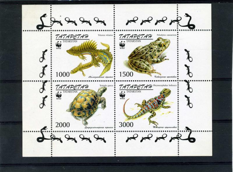Tatarstan WWF Lizard-Frog-Turtle Sheet Perforated mnh.vf
