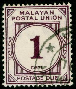 MALAYSIA - Malayan Postal Union SGD1, 1c slate-purple, FINE USED.