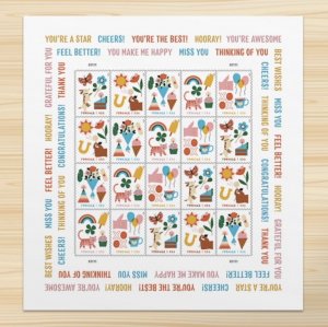 2023 Thinking Of You Imperf/NDC Sheet of 20 stamps Pre-order Ships after 18 Aug.