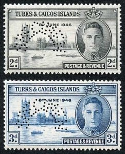 Turks and Caicos SG206s/7s 1946 Victory Set PERF SPECIMEN Very Fine M/M