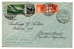 Air Mail Democratica L.50 + complementary cover by air for Argentina