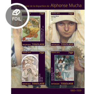 TOGO 2014 SHEET ALPHONSE MUCHA ART PAINTINGS tg14303a