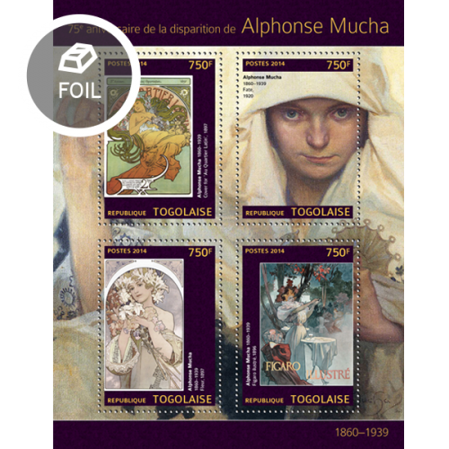 TOGO 2014 SHEET ALPHONSE MUCHA ART PAINTINGS tg14303a