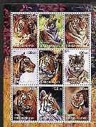 Turkmenistan 2001 Tigers perf sheetlet containing 9 value...