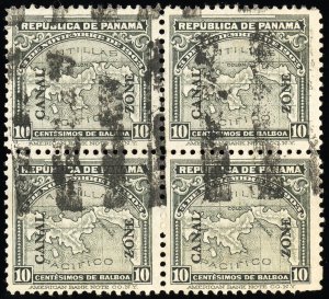 Canal Zone Stamps # 37 Used XF Block Of 4