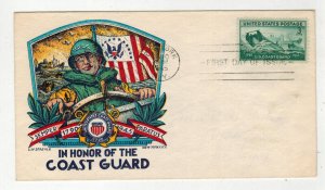 WW2 Patriotic 1945 STAEHLE FDC HONORING ARMED FORCES COAST GUARD 936-28 COLOR!