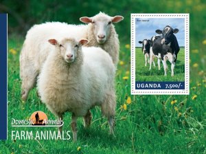UGANDA - 2014 - Farm Animals - Perf Souv Sheet - Mint Never Hinged