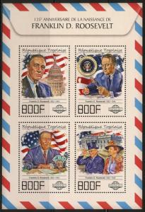 TOGO 2017 135th BIRTH OF FRANKLIN D ROOSEVELT SHEET MINT NH