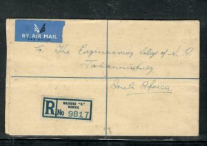 KENYA,UGANDA,TANGANYIKA COVER (P3008B) 1950 KGVI 30C RLE+50C+30C REG -S AFRICA 