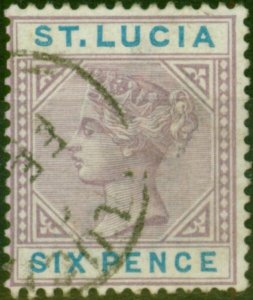 St Lucia 1891 6d Dull Mauve & Blue SG49 Fine Used