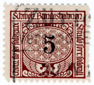 (I.B) Switzerland Railways : State Railways 5c (1913)