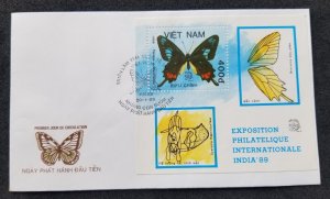 *FREE SHIP Vietnam Butterflies 1989 Insect Fauna Moth (FDC) *India'89 Expo