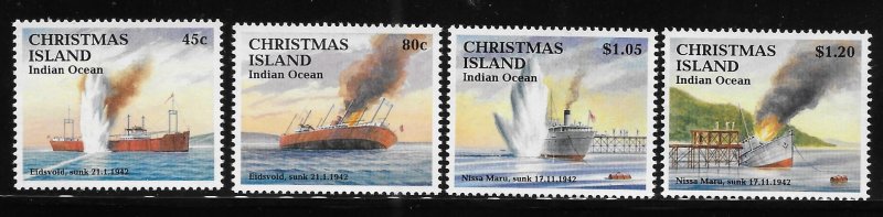 Christmas island 1992 Sinking of Eidsvold & Nissa Maru Sc 343-346 MNH A1698