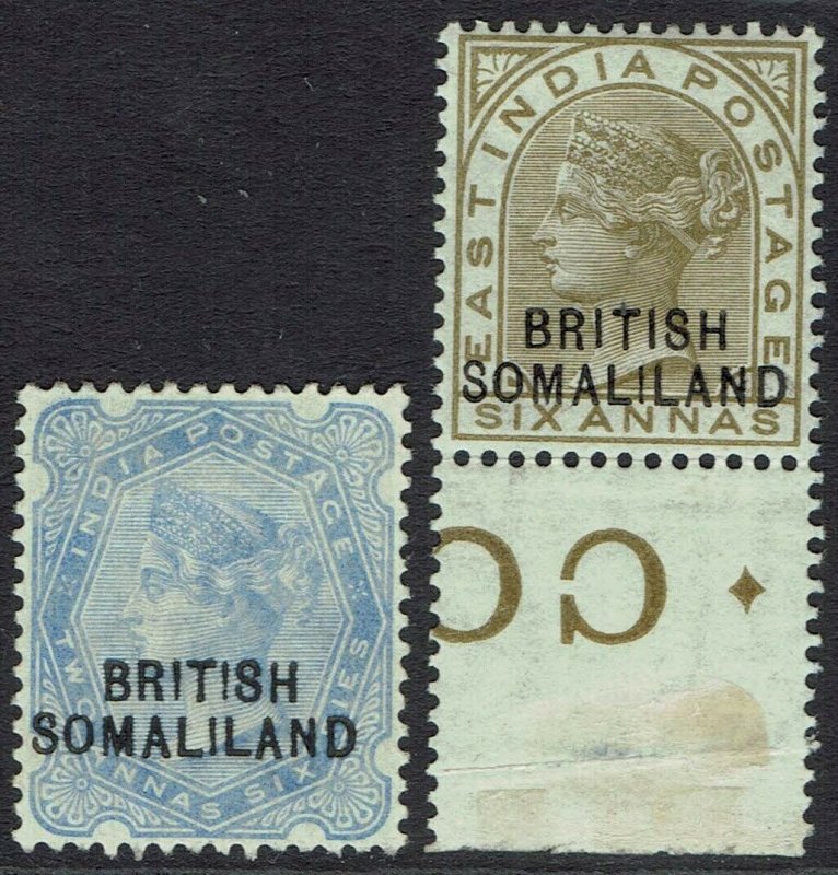 BRITISH SOMALILAND 1903 QV INDIA 2A6P AND 6A OVERPRINT AT BOTTOM 
