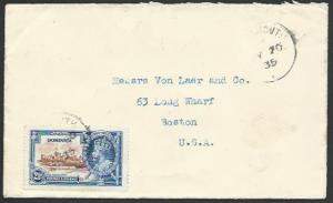 DOMINICA 1935 cover to USA, Jubilee 2½d, Plymouth cds......................53123