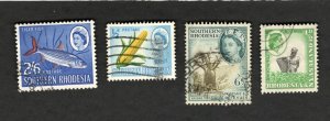 South Rhodesia QEII era - better values - Used stamps Corn Tea Fish Baobab Tree