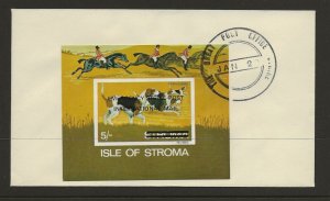 GB 1971 Postal Strike Stroma 1969 Dogs min sheet overprinted  on cover