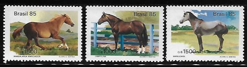 Brazil 1985 Pure Bred Horses Sc 1976-1978 MNH A455