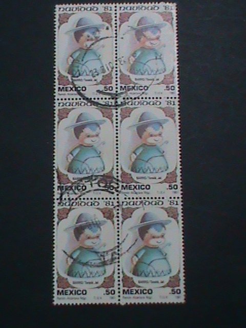 ​MEXICO STAMP-1981 SC#1252-MEXICO CHRISTMAS STAMP USE BLOCK OF 6-EST.-$3  VF