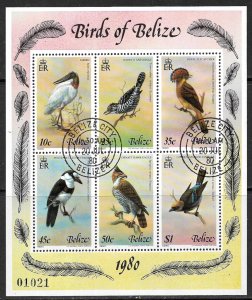 BELIZE 1980 Birds of Belize Souvenir Sheet Sc 500 VFU