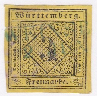 Wurttemberg # 1, Reprint, Used.