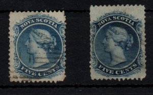 Nova Scotia QV 5c x 2 shades fine used SG12-13 Cat Val £50 WS45987