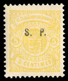 Luxembourg #O46 Cat$160, 1891 5c yellow, hinged