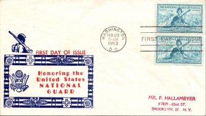 FDC 1953 SC #1017 National Guard - Washington DC - Pair - F71499