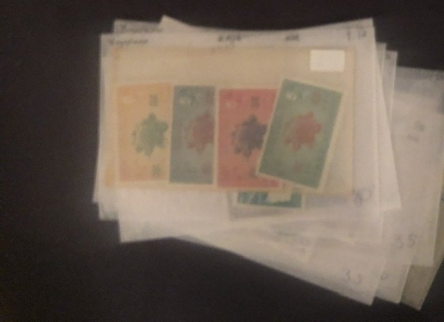 Lot of International Stamps In Glass Scenes Some Have Nice Value