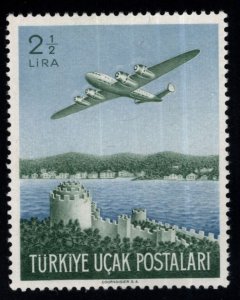 TURKEY Scott C18 MNH** 1950 Plane Over Rumeli Hisari Fortress airmail stamp