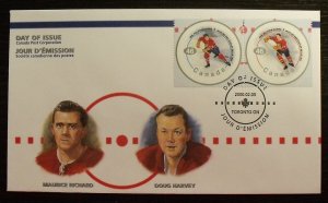 F70   CANADA   FDC # 1838c,1838d     NHL All Stars - 1     Richard & Harvey