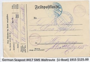 German Marine Seapost #417, SMS Waltraute (U-Boat_ 8/1/1915) (M6323)