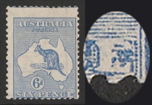 AUSTRALIA 1913 Kangaroo 6d 1st wmk variety retouched E. ACSC Est cat $10,000+