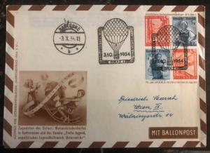 1954 Graz Austria Balloon Flight Stationary Airmail Cover To Vienna