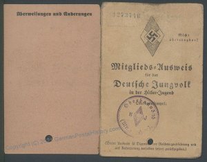 3rd Reich 1934 Hitler Youth HJ Ausweis ID Photo Membership Booklet Revenu 106712