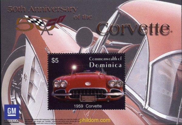 132214 MNH DOMINICA 2003 50 ANIVERSARIO DE CORVETTE