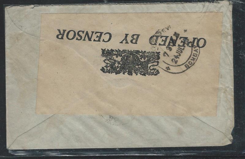 EAST AFRICA AND UGANDA (3009B) KGV 6C PSE CENSORED TO INDIA