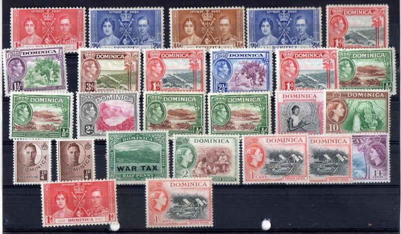  DOMINICA LOT KGV TO QE MOUNTED MINT RANGE