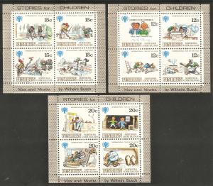 PENRHYN ISLANDS Sc# 111a - 113d MNH FVF Set-3x Shtlt Max & Moritz Busch